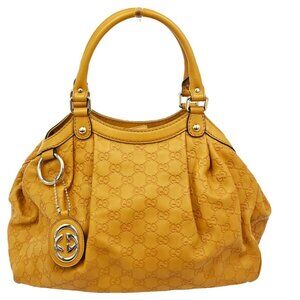 GUCCI Gucci Ssima Sukey Charm Hand Tote Bag Leather Yellow GHW 211944 85TA113